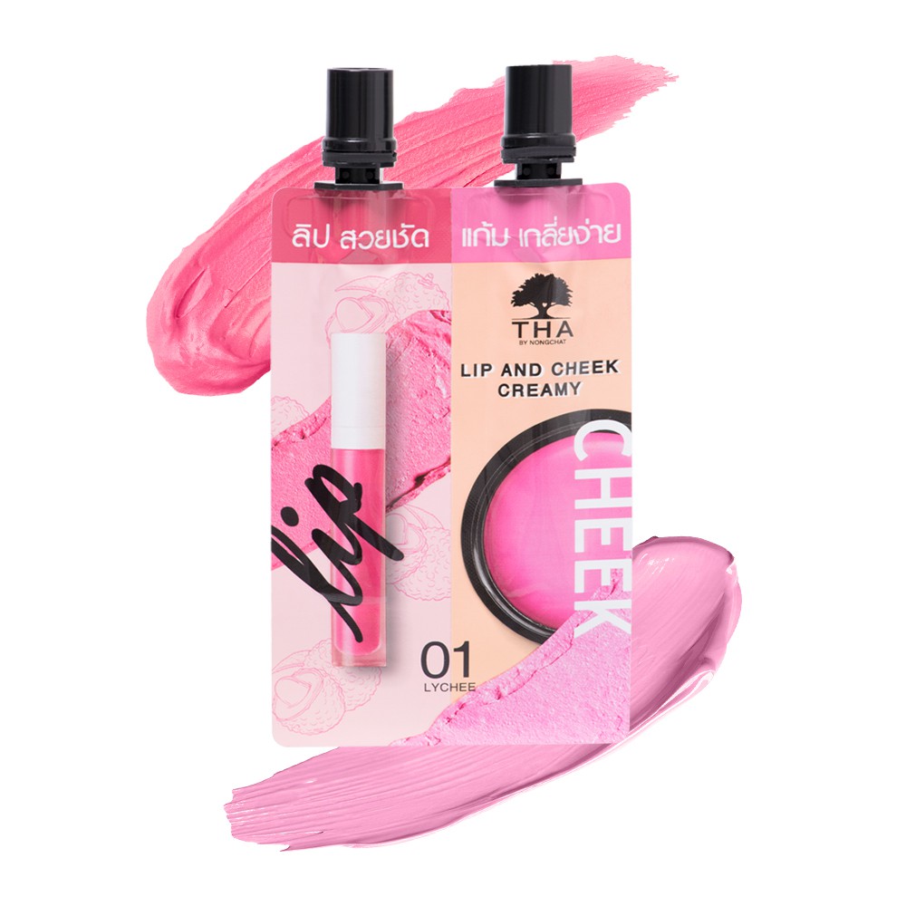 THA Lip And Cheek Creamy (ลิปสติกและแก้มบลัชออน) #01 Lychee (ลิ้นจี่) THA By Nongchat