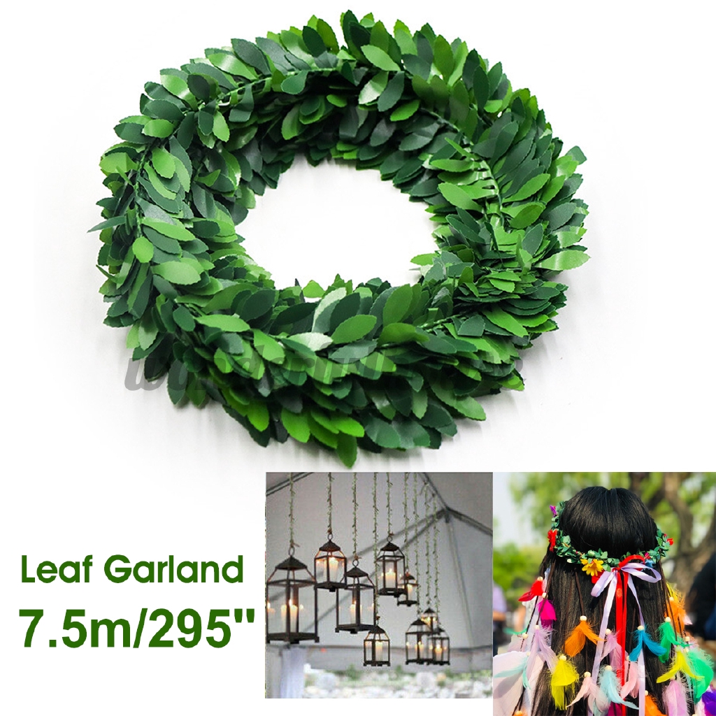 295'' Ivy Leaf Garland Green Plant Plastic Vine Foliage Plastic Iron Wire Decor Hanging Garden