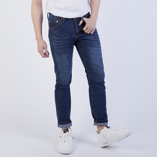 Pom N Jeans กางเกงยีนส์ขากระบอกเล็กผ้าริมแดงฟอกจัสติน (Size เอว 28-40)