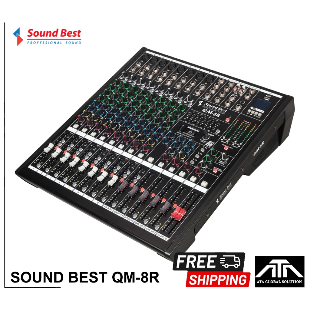 MIXER มิกเซอร์ SoundBest QM-8R Sound Best QM8R มิก อนาล็อก ซาวด์เบส คิวเอ็ม 8 ออดิโออินเตอร์เฟส อุปกรณ์ปรับแต่งเสียง Sou