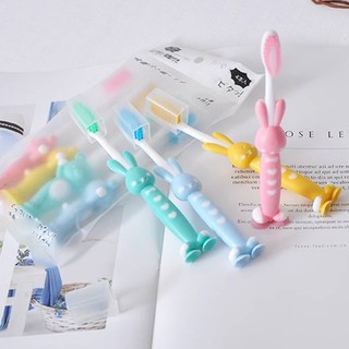 RY010 เซทแปรงสีฟันเด็กสไตล์ญี่ปุ่น 4 ชิ้น ลายหมีและกระต่าย ด้ามจับจับง่าย ฐานแปรงมียางวางตั้งได้ น่ารัก แปรงสีฟันเด็ก