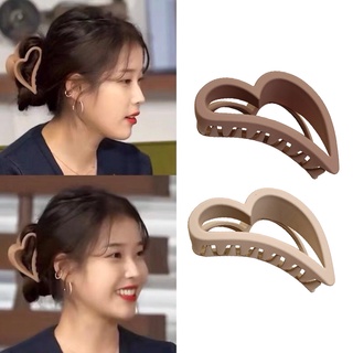 IU Same Style Heart-shaped Hair Clip Female Korean Frosted Acrylic Hair Claw Cute Shark Clip