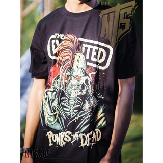 เสื้อยืดผ้าฝ้ายพรีเมี่ยม NTS 305 The Exploited Punks Not Dead เสิ้อยืดดำ เสื้อยืดชาวร็อค เสื้อวง New Type System NTS Roc