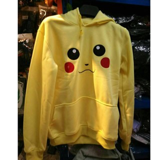 Pocket Monster Pikachu Pokemon Long Sleeve Tee with Hoodie เสื้อยืดแขนยาว โปเกม่อน ปิกาจู L / XL