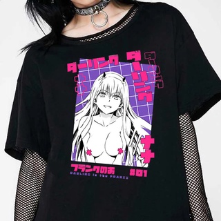 คอลูกเรือเสื้อยืดคอกลม แขนสั้น พิมพ์ลายแอนิเมชั่น darling in the franxx 02 ยอดนิยม แฟชั่นฤดูร้อน สําหรับนักเรียนS-5XL