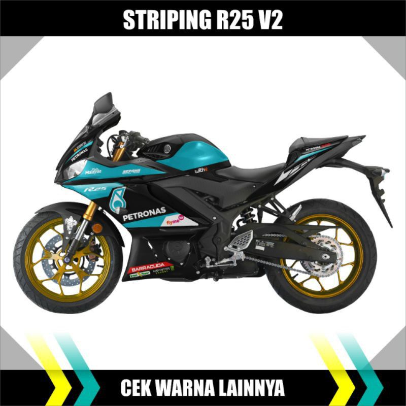 สติ๊กเกอร์แถบรูปลอก Yamaha Yzf R25 v2 / สติ๊กเกอร์ Variation Striping R25 ใหม่ / R25 V2 Petronas edi