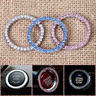 Rhinestone Car Ignition สำคัญเครื่องประดับแหวนเริ่มต้นอัตโนมัติปุ่มตกแต่งเครื่องยนต์