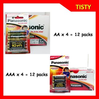 ยกกล่อง 12 Pack  AA / AAA (Pack 4) ถ่านอัลคาไลน์ Panasonic Alkaline Battery