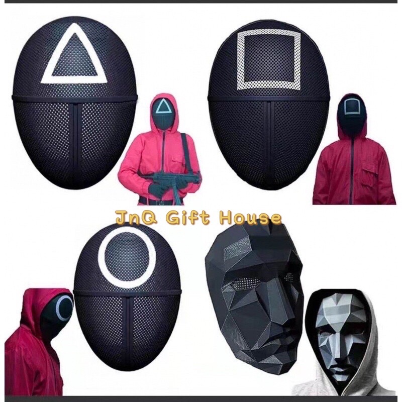 Squid Game Thugs Mask Squid Game หน้ากากคอสเพลย์ Villain Halloween Topeng Squid Game 鱼游游游面具