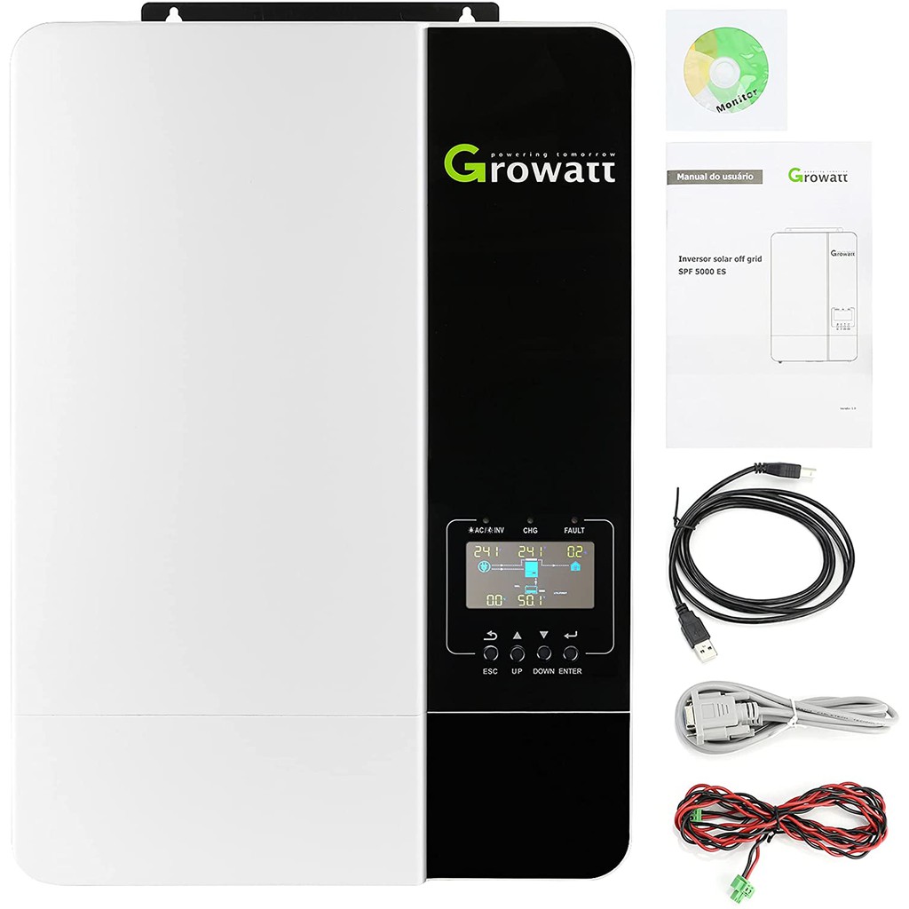 inverter growatt 5000es 5kw off grid + พร้อม wifi ดู ตั้งค่าผ่านมือถือ เราเป็นช่าง ติดตั้ง พร้อมให้ค