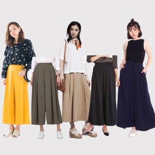 [6 สี] Uniqlo Culottes Palazzo Olive Black Navy Burgundy Sands