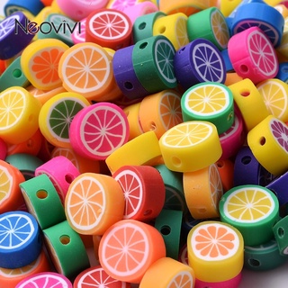 30pcs 10mm ผลไม้ดินโพลิเมอร์ลูกปัดมะนาวสีส้มหลวม Spacer ลูกปัดสำหรับทำสร้อยข้อมือต่างหูสร้อยคอ DIY Craft