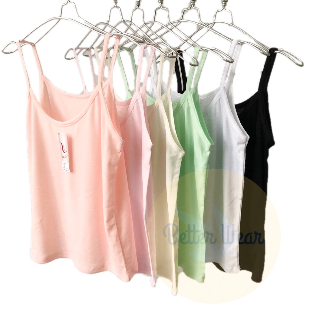 Fairy A54 เสื้อสายเดี่ยวซับใน ผ้าคอตตอน ทรงคอโค้ง L-XL