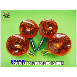 SUZUKI TS100 TS100C TS100N FRONT&amp;REAR TURN SIGNAL LH&amp;RH SET (4 PCS.) // ไฟเลี้ยว หน้า-หลัง (ฝาครอบสีส้ม) ซ้าย-ขวา 4 ดวง