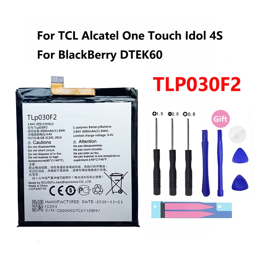 Original 3000mAh TLP030F2 Battery For TCL Alcatel One Touch Idol 4S OT-6070 6070K Phone For BlackBerry DTEK60 BBA100-1 T