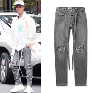 36 พร้อมส่ง FOG Fear of God 6th Grey Ribbon Strap Jeans Bieber