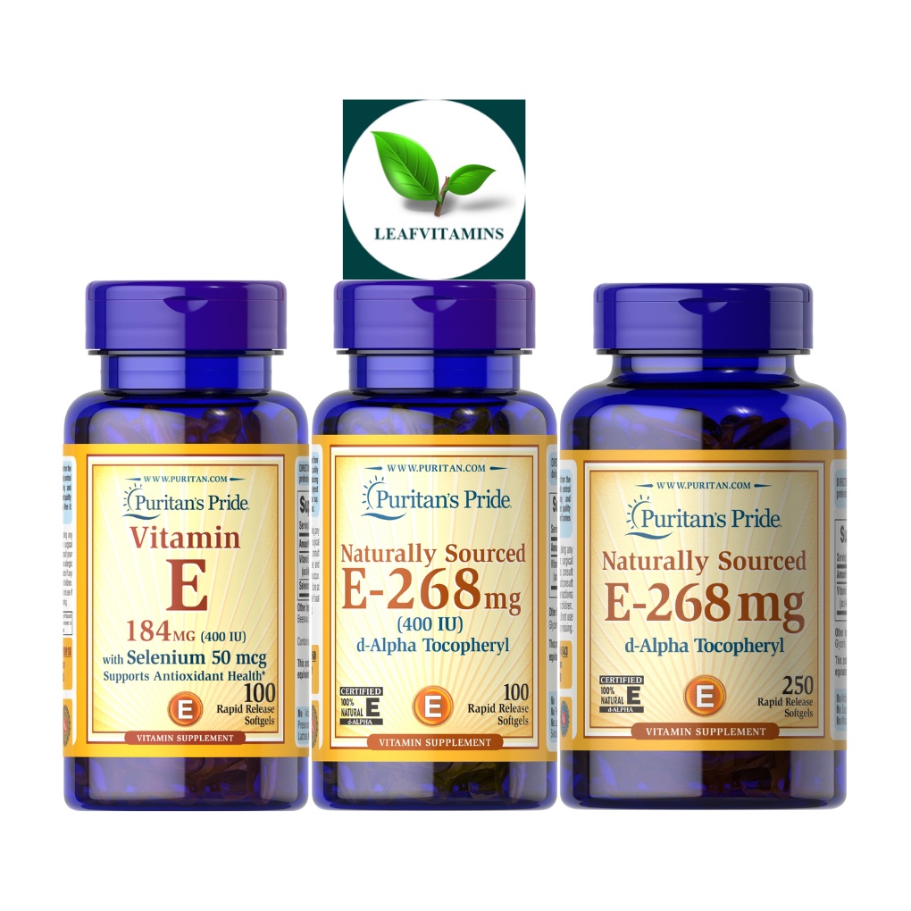 Puritan's Pride Vitamin E-400 IU with Selenium 50 mcg / 100 Softgels / Vitamin E-400 IU 100, 250 Softgels