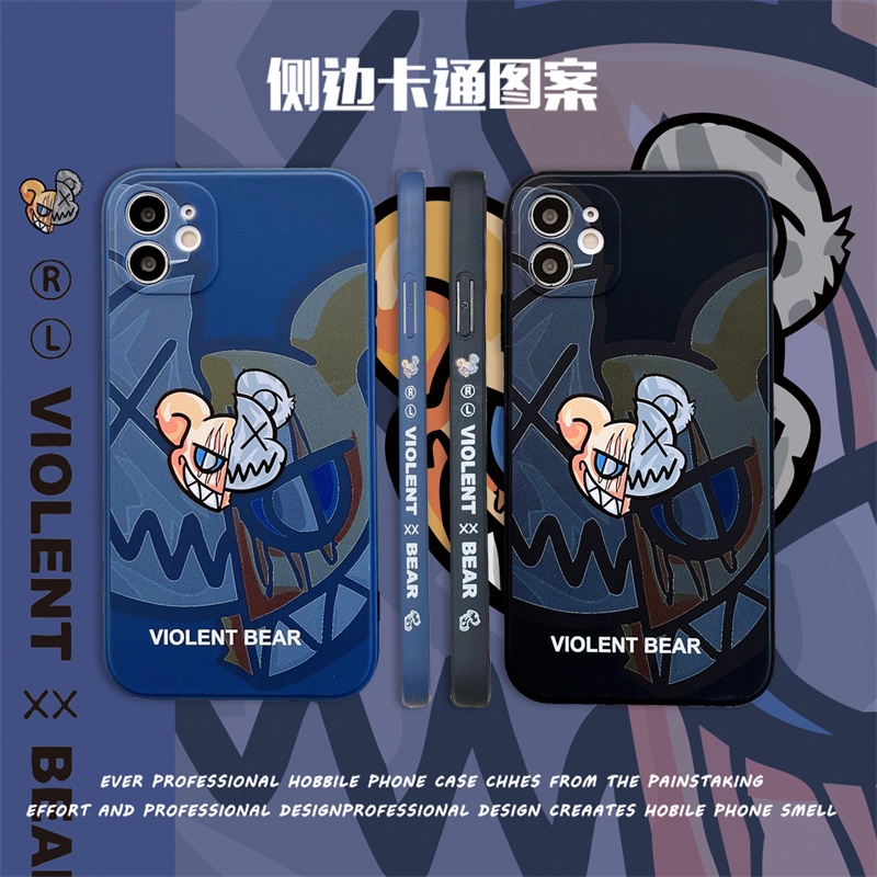 เคสโทรศัพท์มือถือแบบนิ่ม กันกระแทก ลายการ์ตูนหมี violent สําหรับ I-Phone7 8 Plus 11 12 13 Pro Max X XS XR XSMAX