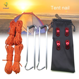 Tent Pegs Light Tent Nails with Pull Cord Rope Wind Buckles Storage Bag Kit Outdoor Camping Hiking