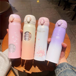 Original Gradient สี Starbucks ขวดความร้อน Starbucks Thermos ถ้วย Starbucks Tumbler สแตนเลสขวดสูญญากาศสร้างสรรค์ของขวัญ Flowerdance