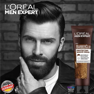 L’OREAL Men Expert BarberClub Protecting Shave Cream 150ml. ผลิตภัณฑ์บำรุงผิวหน้าและหนวดเคราสำหรับผู้ชาย