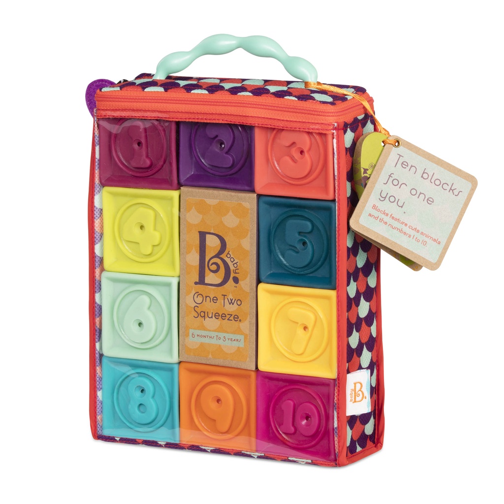 B. TOYS ONE TWO SQUEEZE, SOFT BLOCKS – บล็อคของเล่นแบบนิ่มมาพร้อมกระเป๋าใส่แบบมีหูหิ้ว จำนวน 10 ชิ้น ราคา ถูกที่สุด ดีลบีเคเค แกลเลอรีภาพที่ 2
