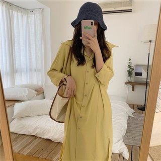 พร้อมส่ง 💛 yellow chic dress C476 เดรสชีฟองเหลือง เดรสเชิ้ตเหลือง