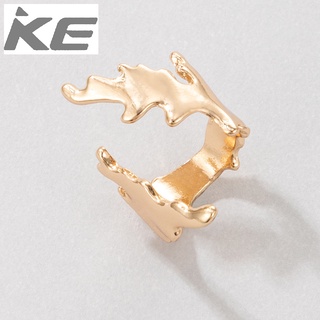 Simple ladies temperament hand jewelry golden leaf open ring irregular geometric ring for girl