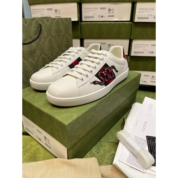 พร้อมส่ง รองเท้าผ้าใบหญิง-ชาย แบรนด์เนม Gucci Ace sneaker original หนังแท้