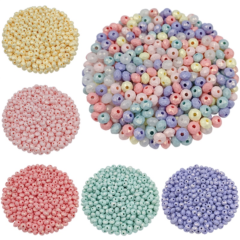 สีพื้น 100 ชิ้น / ถุง อะคริลิค แบน กลม ลูกปัด เหลี่ยมเพชรพลอย ตัด 6 มม. อุปกรณ์ทําเครื่องประดับ