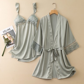 ชุดเสื้อคลุม ผ้าเรยอน แบบบาง แต่งรูกลวง แต่งลูกไม้เซ็กซี่ แฟ…