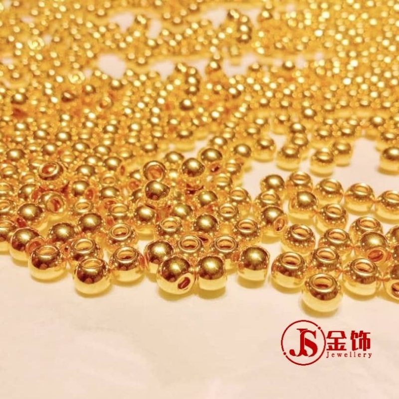 Js Jewellery 999 Gold Plain Matte Cat Eye Disco ลูกปัด DIY สร ้ อยข ้ อมือ 999 Gold Plain Matte Cat 