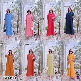 TwinsShopVip💗พร้อมส่ง TW14161 แมกซี่เดรส แขนยาว สีพื้น ทรง Freesize