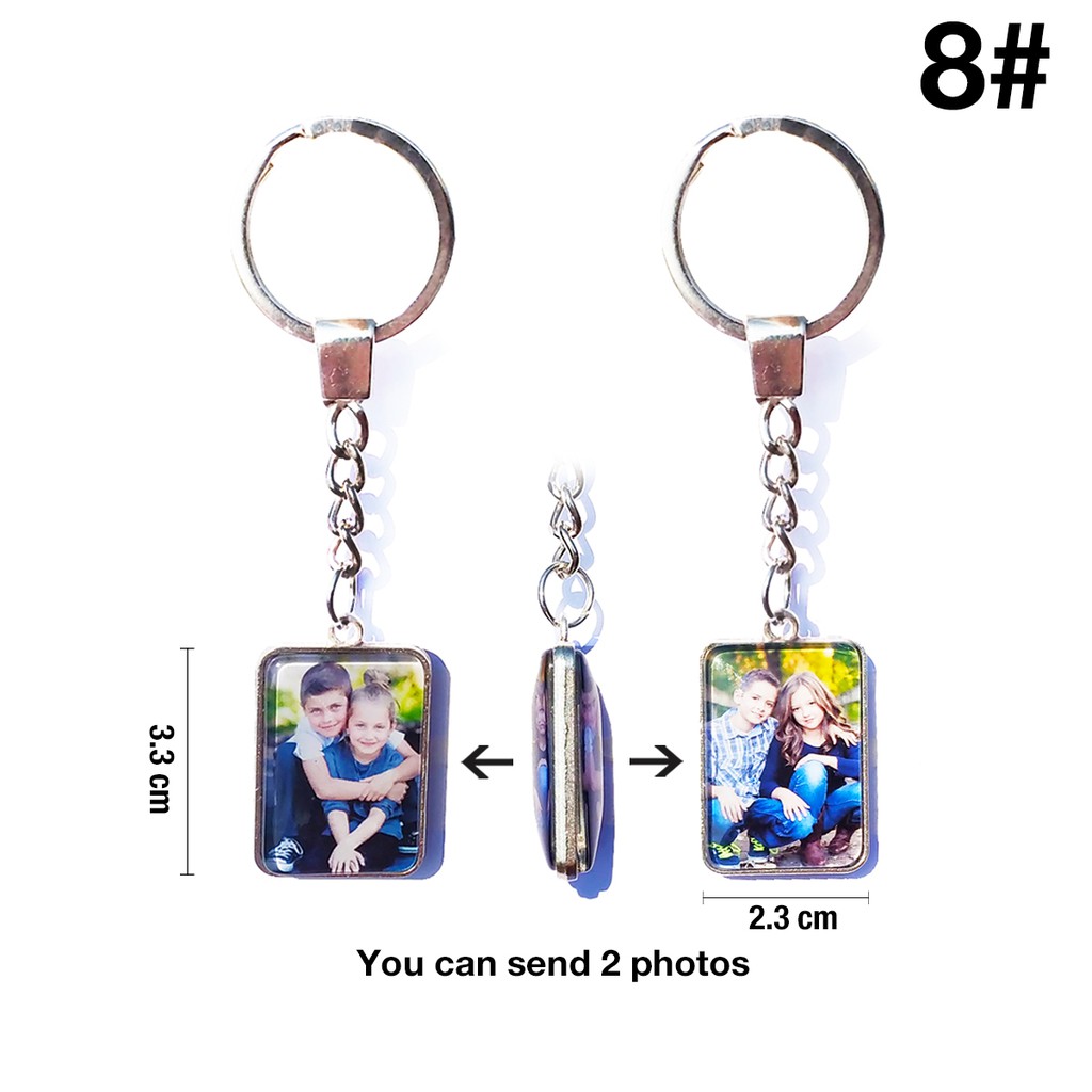 Custom Photo DIY สองด้านส่วนบุคคล Key Chain พวงกุญแจแฟชั่นที่กําหนดเองแก้ว Cabochon ครอบครัวคนรักเด็ก Keycha - รูปที่ 6
