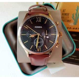 👑ผ่อน0%~แท้100%👑  นาฬิกาข้อมือ FOSSIL Fenmore Midsize Multifunction Brown Leather Watch BQ2404