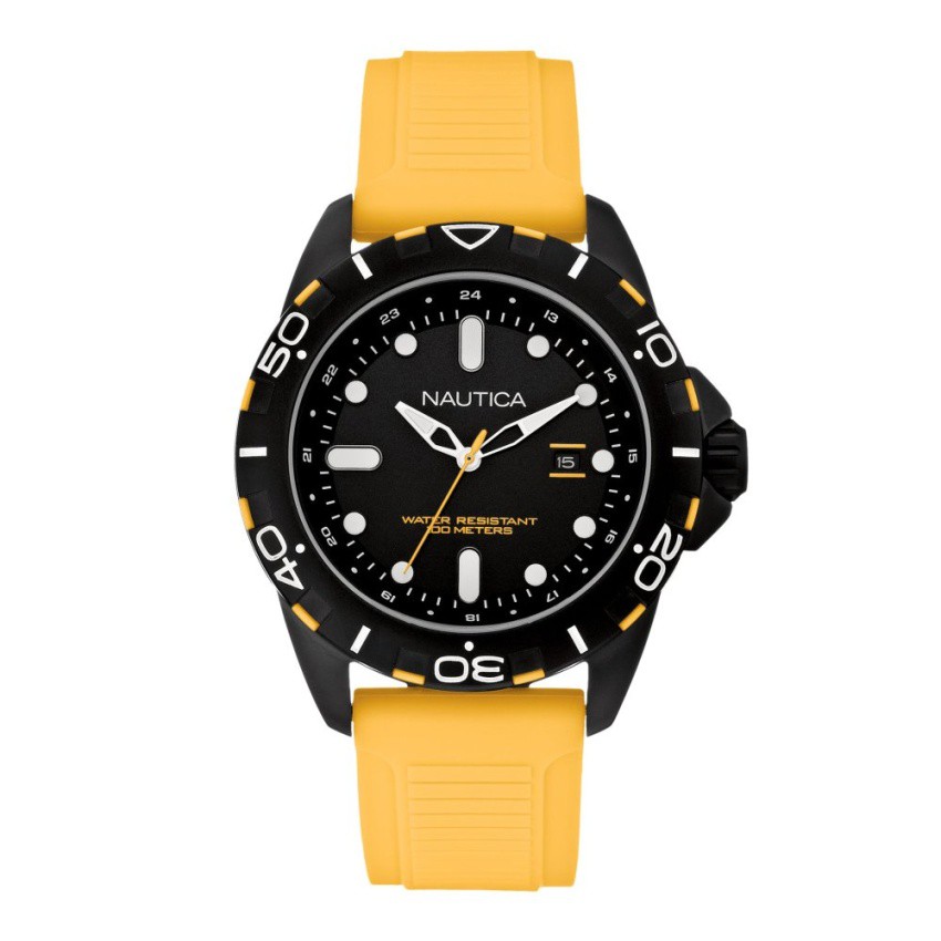 Nautica Men's N11617G Analog Display Watch with Black Case (Yellow/Black)