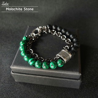 กำไลหินมงคล ส่งฟรี Double Bracelet : Malachite Stone