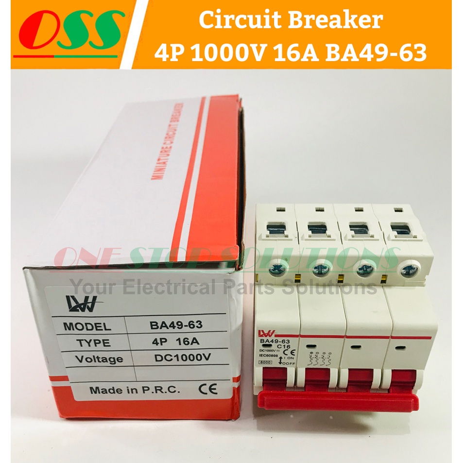 เซอร์กิตเบรกเกอร์ MCB DC 4P 1000V 16A BA49-63