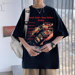 ♛Travis Scott Days Before Rodeo T เสื้อฤดูร้อน Mens Cactus Jack Hip Hop Tees แขนสั้นแฟชั่นเสื้อยืด Unisex Cotton เสื้อ