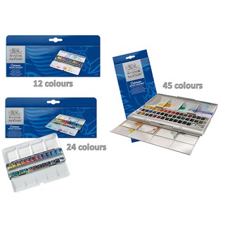 Winsor &amp; newton cotman half pan water colour set 12/24/45 I ชุดสีน้ำก้อน