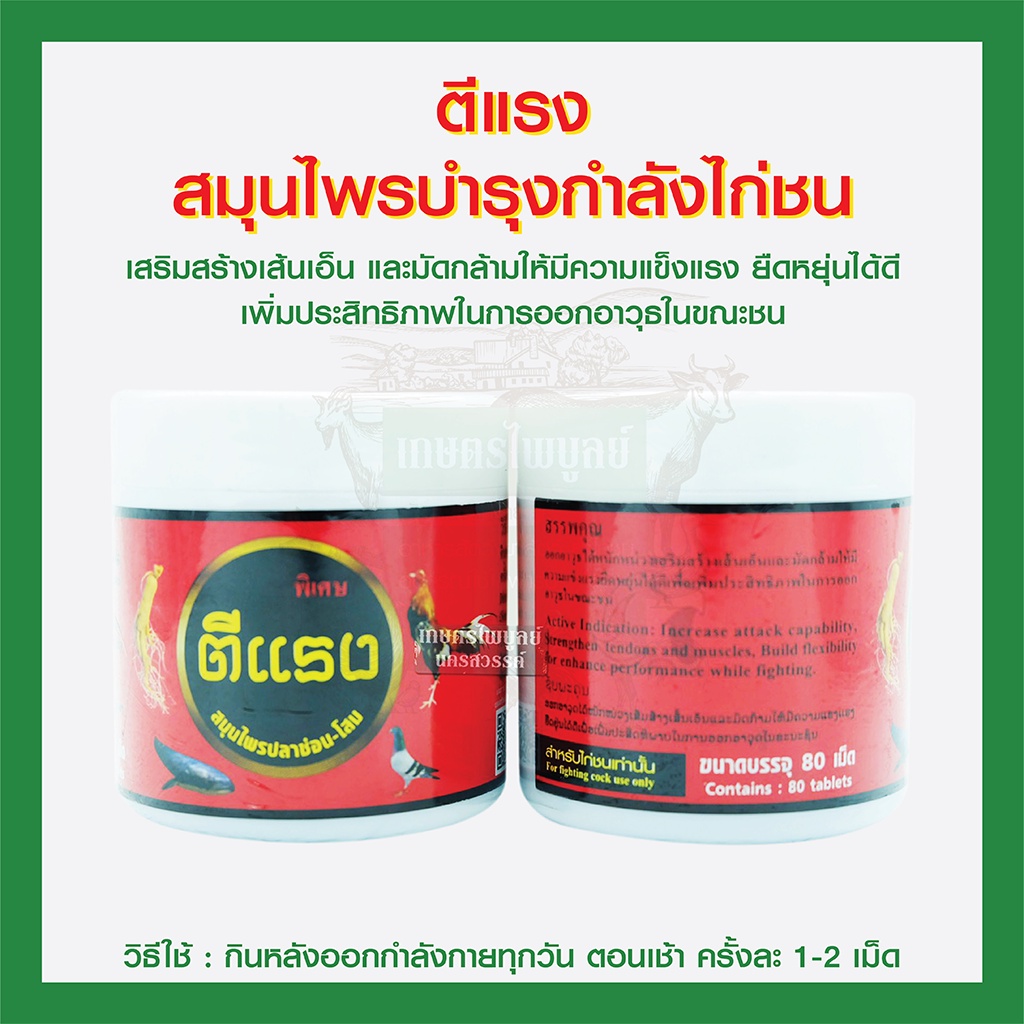 ตีแรง ชุดเลี้ยงไก่ชน  สมุนไพรบำรุงกำลังไก่ชน (กระปุกเล็ก)