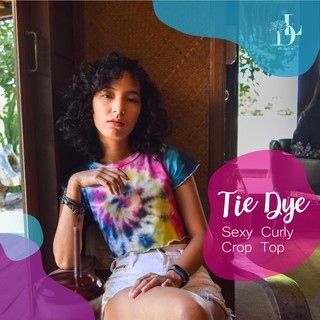 เสื้อครอป เสื้อมัดย้อมชายหยัก : Sexy Curly Tie Dry Crop Top