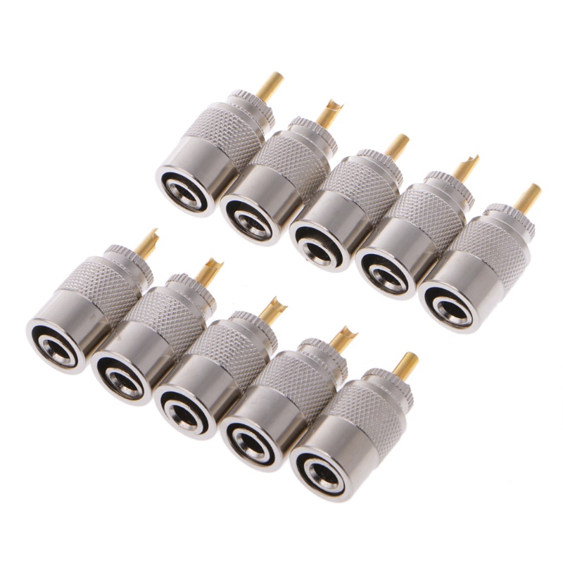 Fnau 10 ชิ้น UHF PL-259 ชาย Solder RF Connector ปลั๊กสําหรับ RG8X Coaxial Coax Cable
