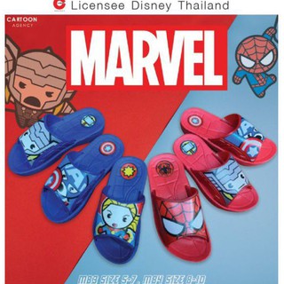 พร้อมส่ง👣แบบใหม่งานดี👣 รองเท้าแตะเด็กแบบสวม พื้นนุ่ม น้ำหนักเบา ลาย Super Hero มี 2สี 4ลาย ลิขสิทธิ์แท้ 100% งานป้ายห้อย