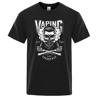 T-shirt  เสื้อยืดแขนสั้น ผ้าฝ้าย ทรงหลวม โอเวอร์ไซซ์ ลายบุหรี่ไฟฟ้า In Vape We Trust แฟชั่นฤดูร้อน สไตล์สตรีท สําหรับผู้