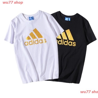 wu77 shop 2020 เสื้อยืดแขนสั้นผ้าฝ้ายพิมพ์ลาย Adidas แฟชั่นสําหรับผู้หญิง sale,z-