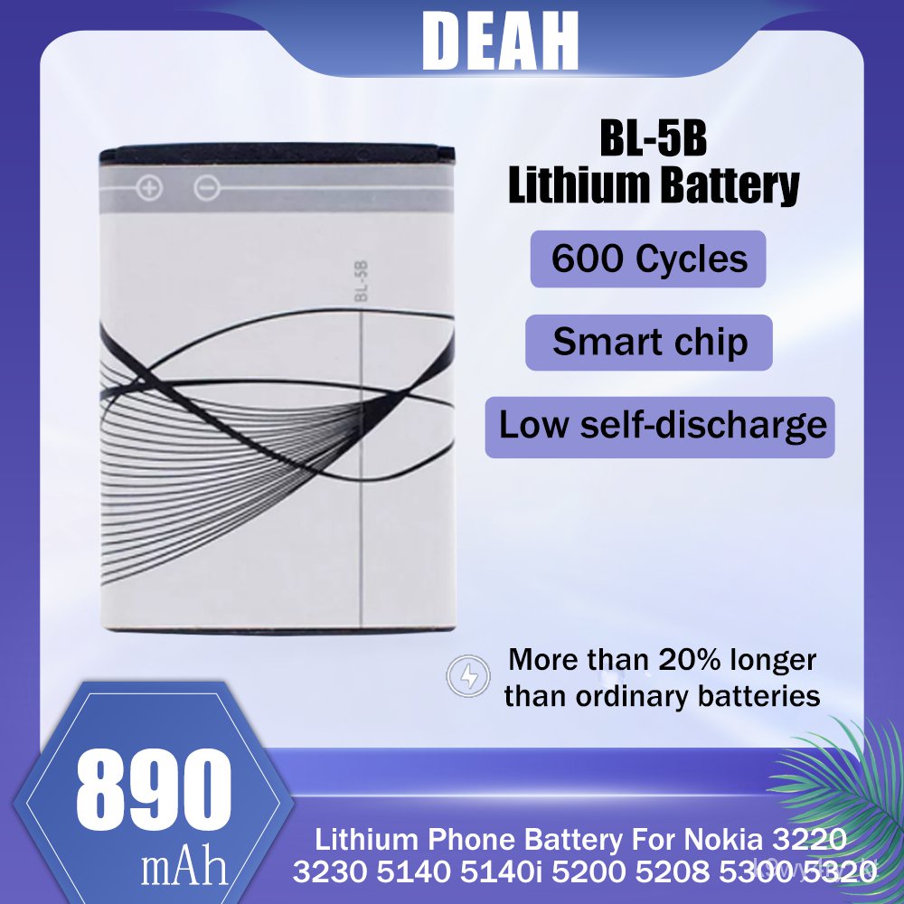 แบตเตอรี่，1-20PCS 890mAh BL-5B BL5B BL 5B Replacement Lithium Phone Battery For Nokia 5140 5300 5320 N80 N83 6120C 7360