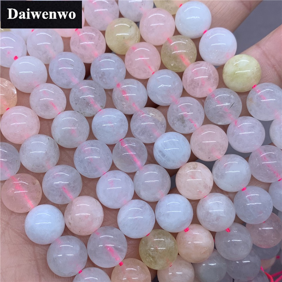 AA Pink Beryl Morganite 6-10 มม. สีสันลูกปัดหินธรรมชาติทรงกลมพลอยหลวม