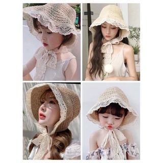 [พร้อมส่งจากไทย] หมวกชายหาด แม่ลูก  ปีกกว้าง สำหรับผู้หญิง