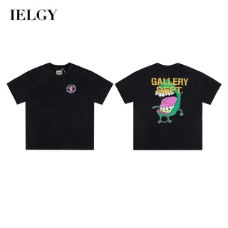 Ielgy เสื้อแขนสั้น พิมพ์ลายการ์ตูน ทรงหลวม สไตล์เรโทร สําหรับผู้ชาย